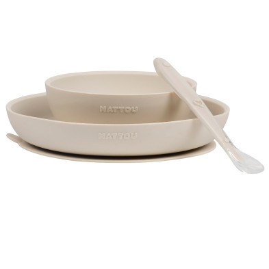 SILICON. Σετ φαγητού 3 τεμαχίων (απαλό μπεζ)