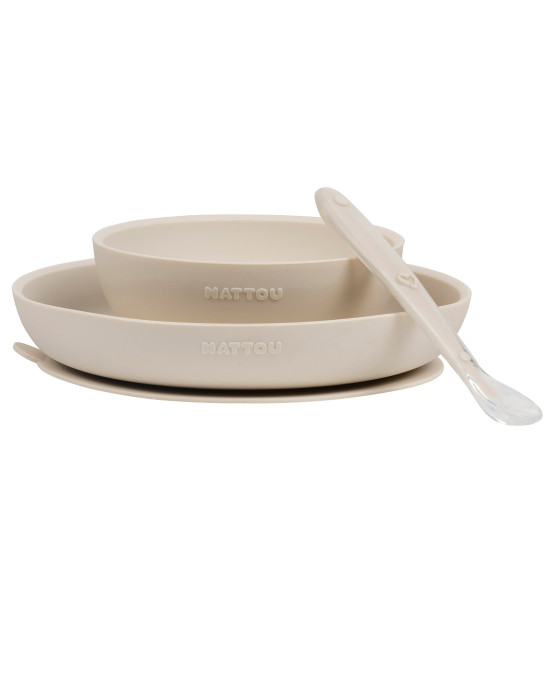 SILICON. Σετ φαγητού 3 τεμαχίων (απαλό μπεζ)