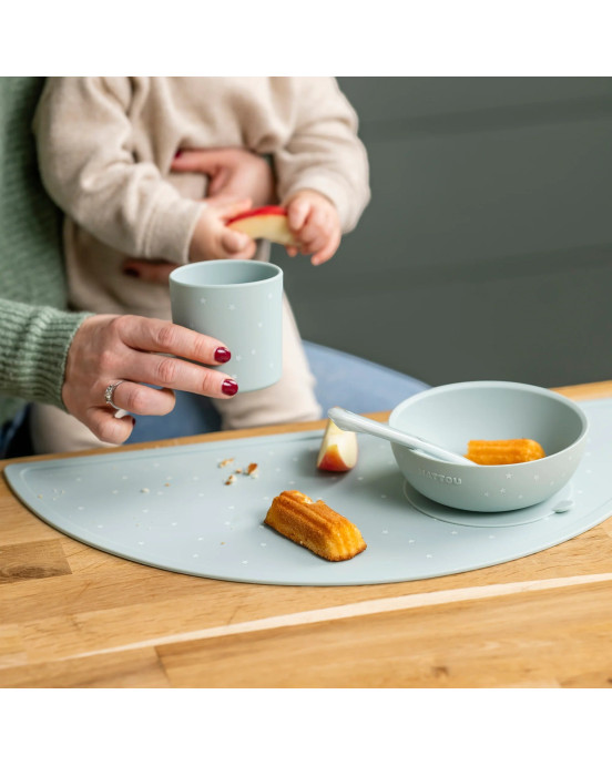 SILICON. Σετ φαγητού 4 τεμαχίων με σουπλά (πράσινο με αστεράκια)