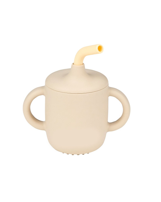 SILICON. Ποτηράκι σιλικόνης με καλαμάκι (κρεμ)