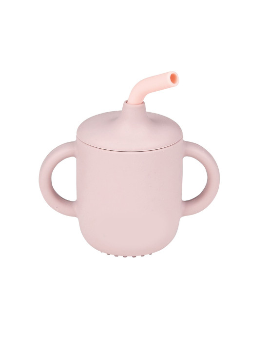 SILICON. Ποτηράκι σιλικόνης με καλαμάκι (ροζ)