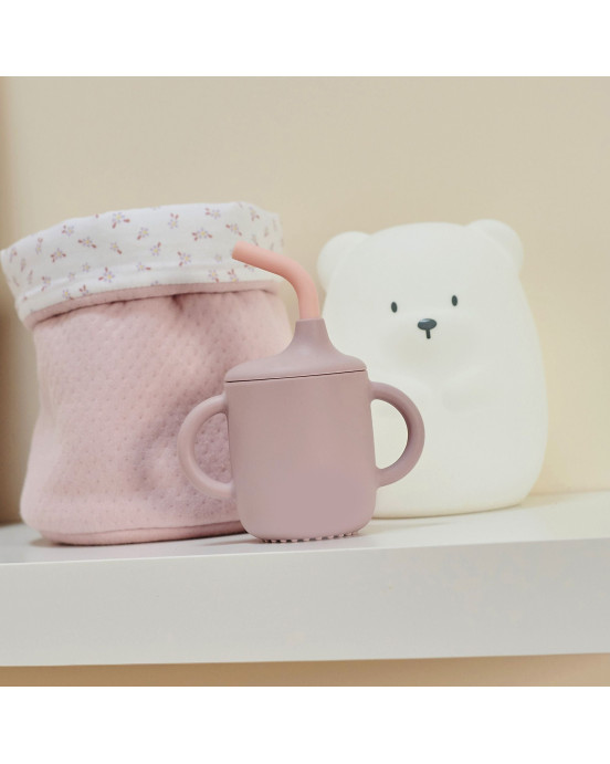 SILICON. Ποτηράκι σιλικόνης με καλαμάκι (ροζ)