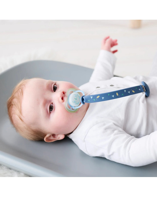 SILICON. Κλιπ πιπίλας 21εκ. (απαλό πράσινο με τύπωμα)