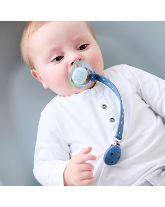 SILICON. Κλιπ πιπίλας 21εκ. (ροζ με τύπωμα)