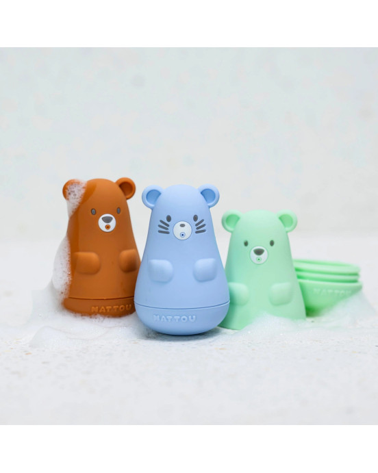 LAPIDOU. Σετ παιχνίδια μπάνιου από σιλικόνη (πορτοκαλί/μπλε/μέντα)