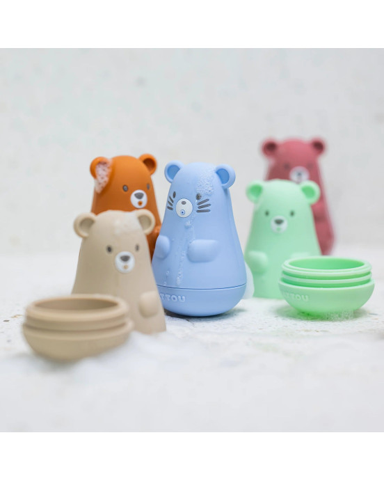 LAPIDOU. Σετ παιχνίδια μπάνιου από σιλικόνη (πορτοκαλί/μπλε/μέντα)