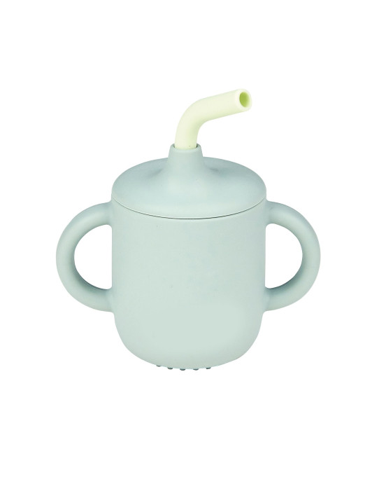 SILICON. Ποτηράκι σιλικόνης με καλαμάκι (απαλό πράσινο)