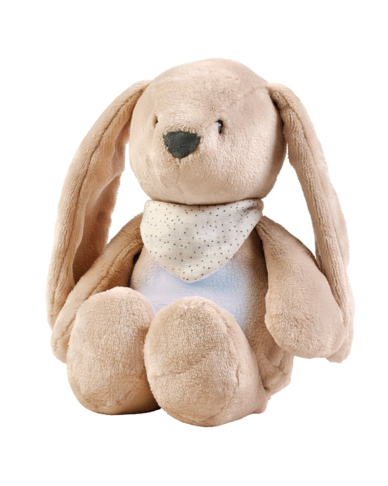 SLEEPY. Λούτρινο λαγουδάκι με φως, λευκούς ήχους & μελωδίες (καφέ)