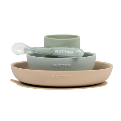 SILICON. Σετ φαγητού 4 τεμαχίων (πράσινο-χρώμα της άμμου)