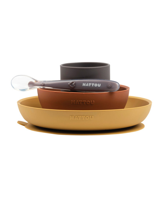 SILICON. Σετ φαγητού 4 τεμαχίων (ώχρα-terracotta)