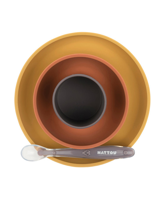 SILICON. Σετ φαγητού 4 τεμαχίων (ώχρα-terracotta)