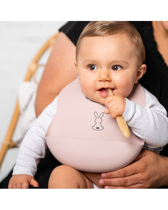 SILICON. Σαλιάρα σιλικόνης (απαλό ροζ)