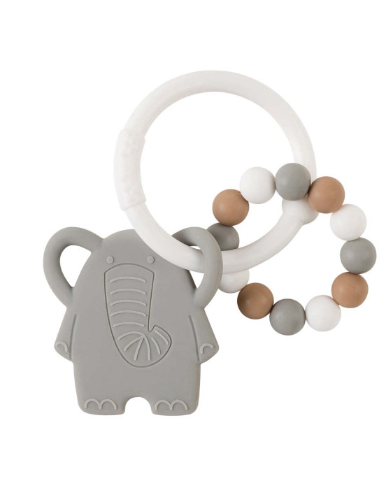 SILICON. Κρίκος οδοντοφυΐας σιλικόνης Ελεφαντάκι (λευκό-γκρι)