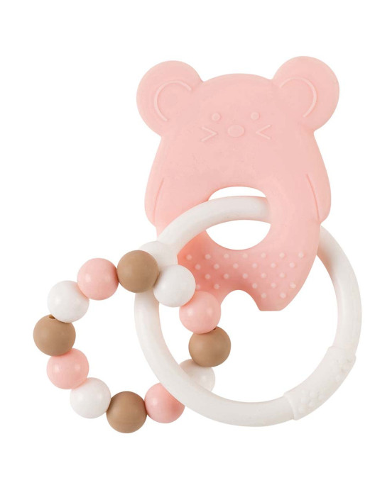 SILICON. Κρίκος οδοντοφυΐας σιλικόνης Ποντικάκι (λευκό-ροζ)