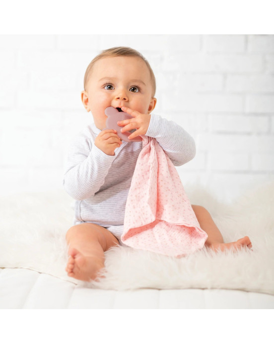 LAPIDOU. Υφασμάτινο ντουντού με μασητικό σιλικόνης (ροζ)