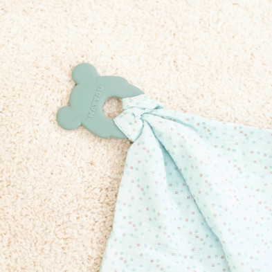 LAPIDOU. Υφασμάτινο ντουντού με μασητικό σιλικόνης (απαλό πράσινο)