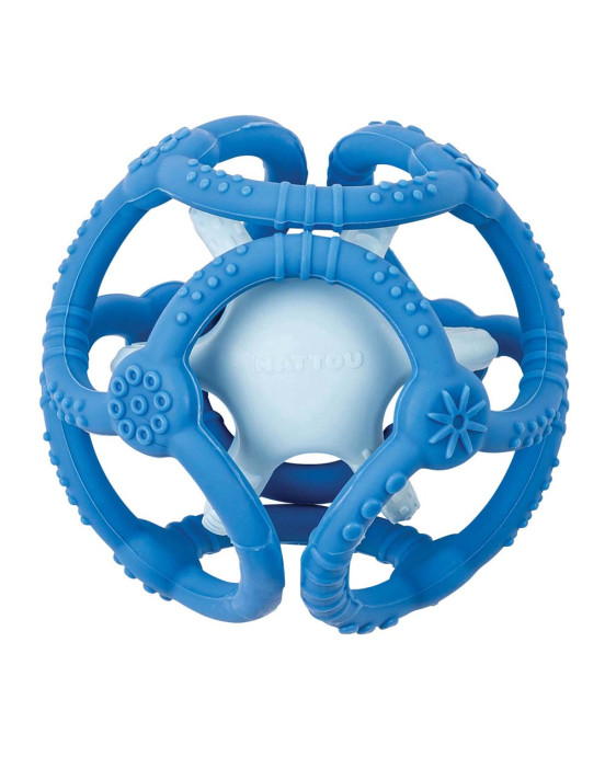 SILICON. Μπάλα σιλικόνης μασητικό (2 κομμάτια) – 10εκ. (μπλε-γαλάζιο)