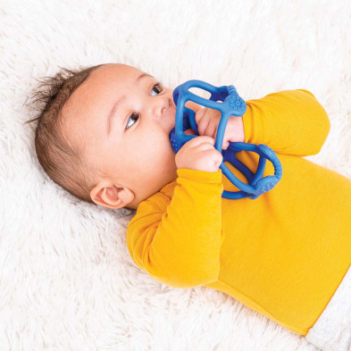 SILICON. Μπάλα σιλικόνης μασητικό (2 κομμάτια) – 10εκ. (μπλε-γαλάζιο)