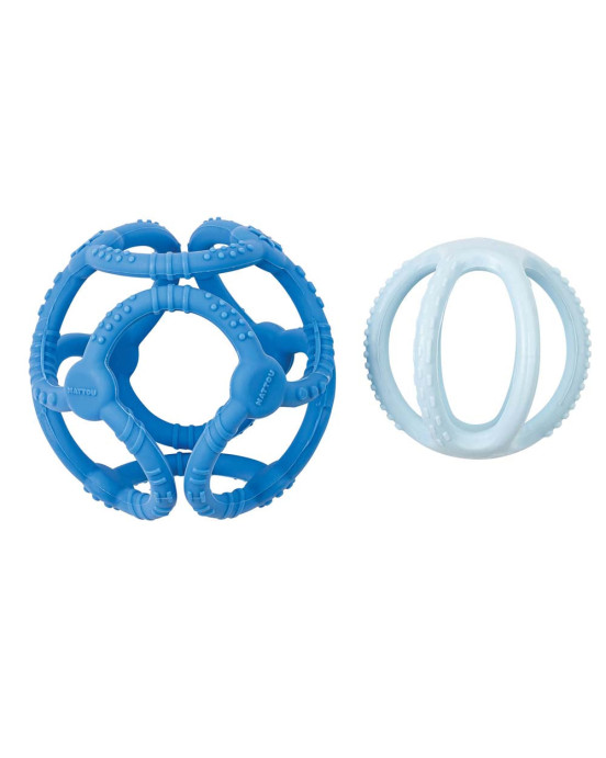 SILICON. Μπάλα σιλικόνης μασητικό (2 κομμάτια) – 10εκ. (μπλε-γαλάζιο)