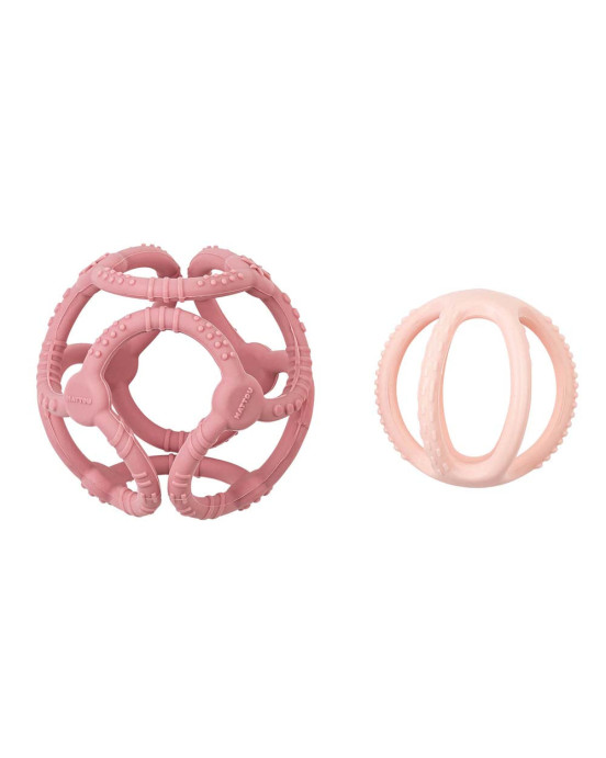 SILICON. Μπάλα σιλικόνης μασητικό (2 κομμάτια) – 10εκ. (ροζ-απαλό ροζ)