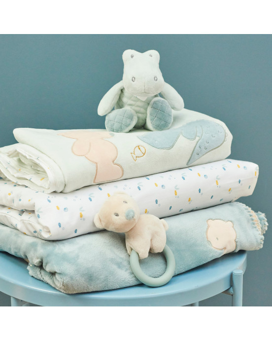 ROMEO, JULES & SALLY. Υφασμάτινη κουδουνίστρα με μασητικό σιλικόνης Jules το αρκουδάκι