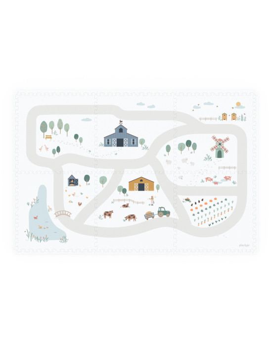 PLAY&GO. Στρωματάκι-παζλ διπλής όψης - κουτί αποθήκευσης - Φάρμα