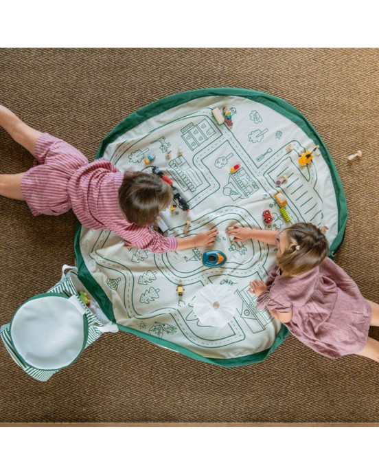 PLAY&GO. Soo χαλάκι παιχνιδιού με καλάθι αποθήκευσης. Αυτοκινητόδρομος