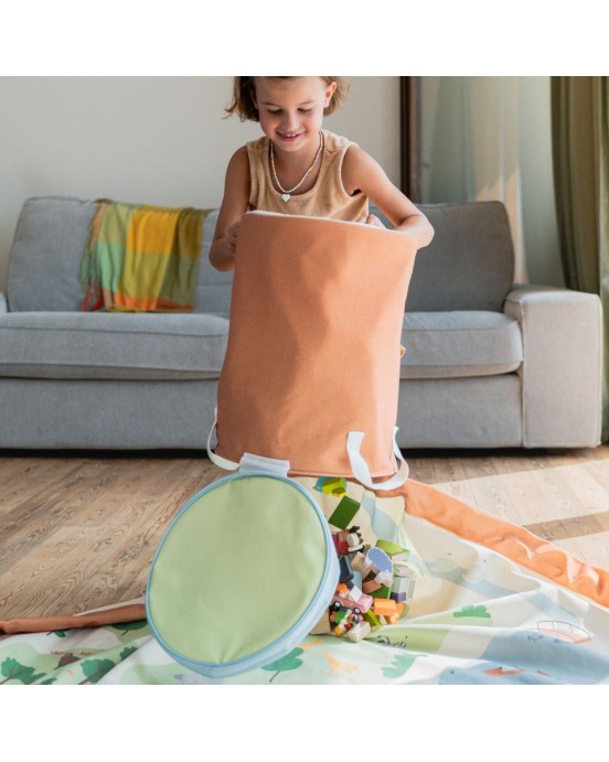 PLAY&GO. Soo χαλάκι παιχνιδιού με καλάθι αποθήκευσης. Ζωολογικός κήπος