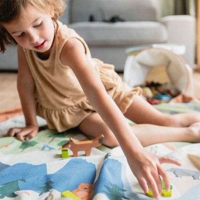 PLAY&GO. Soo χαλάκι παιχνιδιού με καλάθι αποθήκευσης. Ζωολογικός κήπος