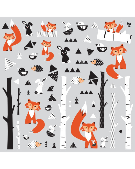 RoomMates. Αυτοκόλλητα τοίχου Δέντρα & αλεπούδες.