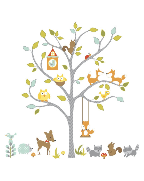 RoomMates. Αυτοκόλλητα τοίχου Δέντρο & αλεπούδες.