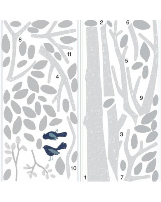RoomMates. Αυτοκόλλητα τοίχου Δέντρο λευκό-γκρι