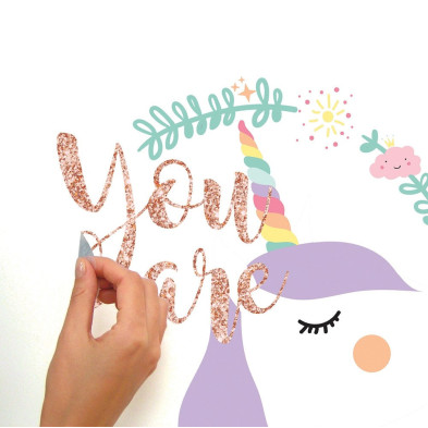 RoomMates. Αυτοκόλλητα τοίχου glitter Μονόκερος.