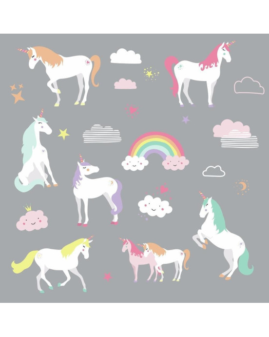 RoomMates. Αυτοκόλλητα τοίχου Μονόκεροι & Ουράνια τόξα.