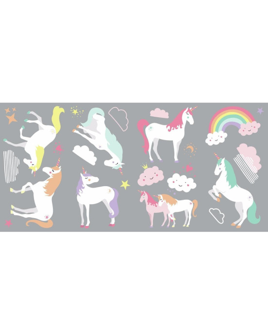 RoomMates. Αυτοκόλλητα τοίχου Μονόκεροι & Ουράνια τόξα.