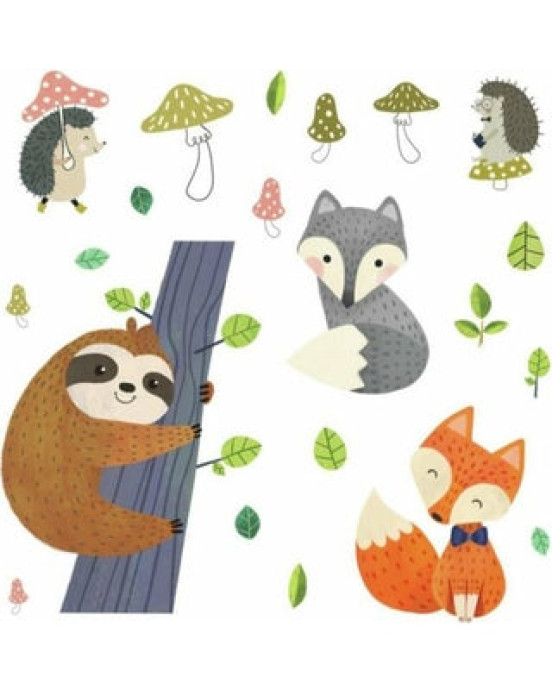 RoomMates. Αυτοκόλλητα τοίχου Βραδύπους & αλεπούδες