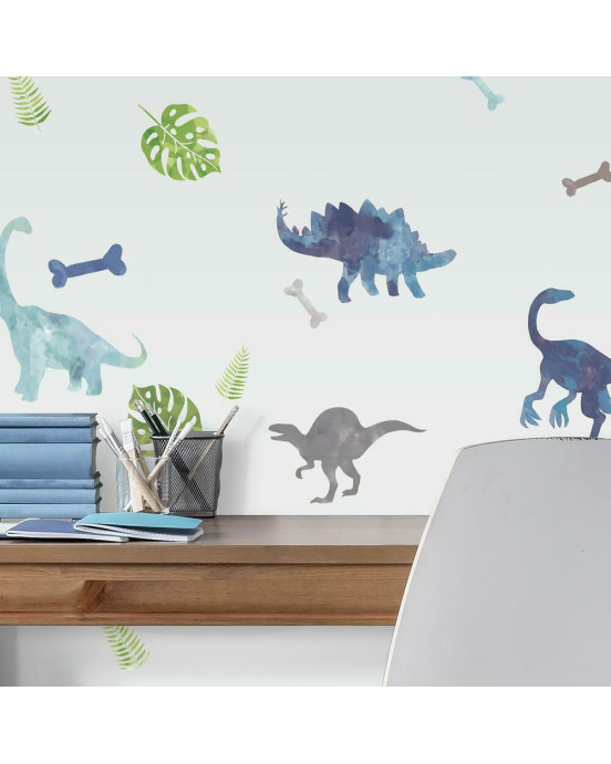 RoomMates. Αυτοκόλλητα τοίχου Δεινόσαυροι με νερομπογιά.