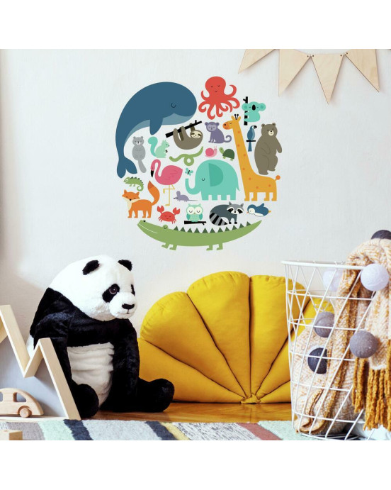 RoomMates. Αυτοκόλλητα τοίχου Ζωάκια-υδρόγειος.