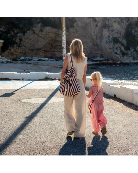 WILDRIDE. Τσάντα ώμου με βολάν Bordeaux Stripe