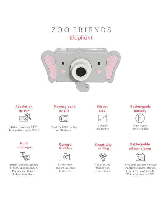 ZOO FAMILY. Ψηφιακή φωτογραφική μηχανή Zoo friends Ελέφαντας